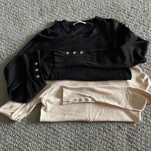 Two for One! Zara lightweight sweaters! Black and Cream
